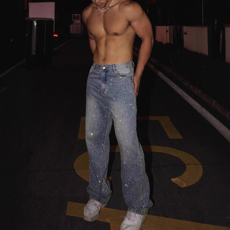 American-style staple full-diamond jeans