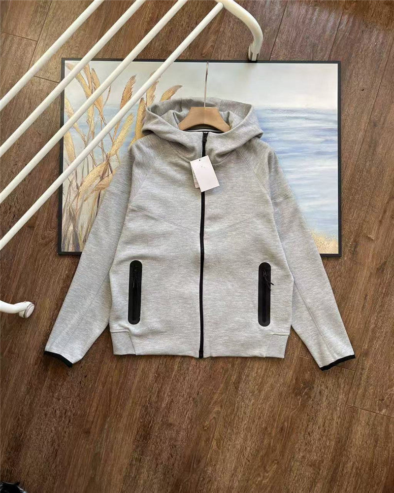 Men's Spliced Hooded Jacket and Sweatpants