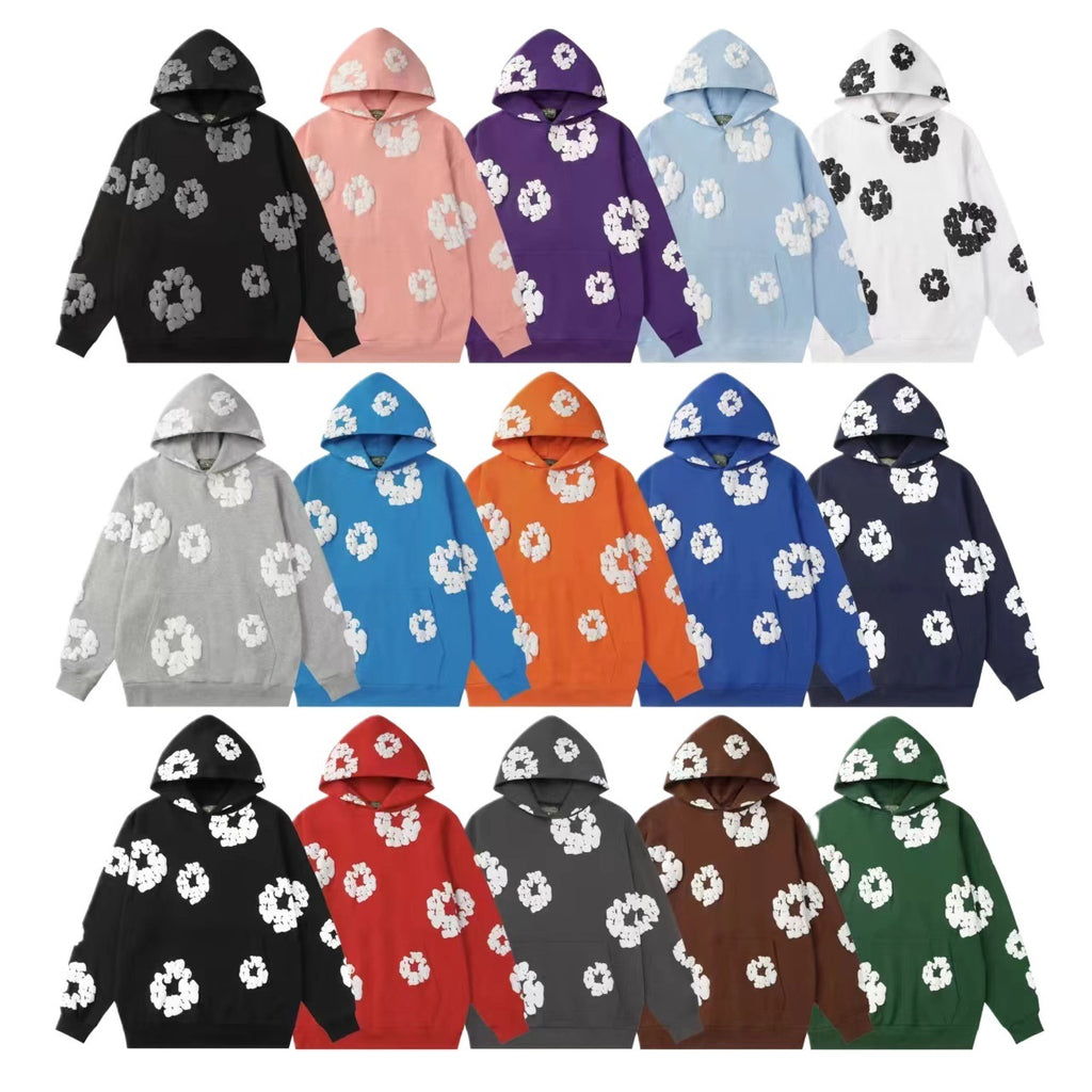 Floral Foam Print Hooded Sweatshirt and Pants Set