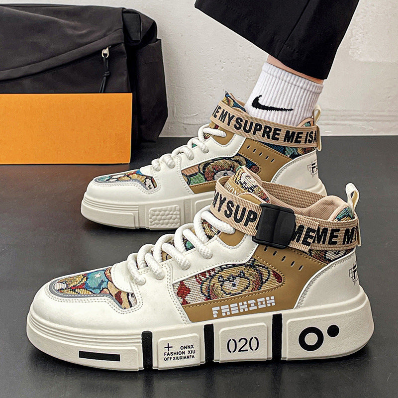 Boys' Shoes for Boys, Middle and Large Children's High-Top White Shoes