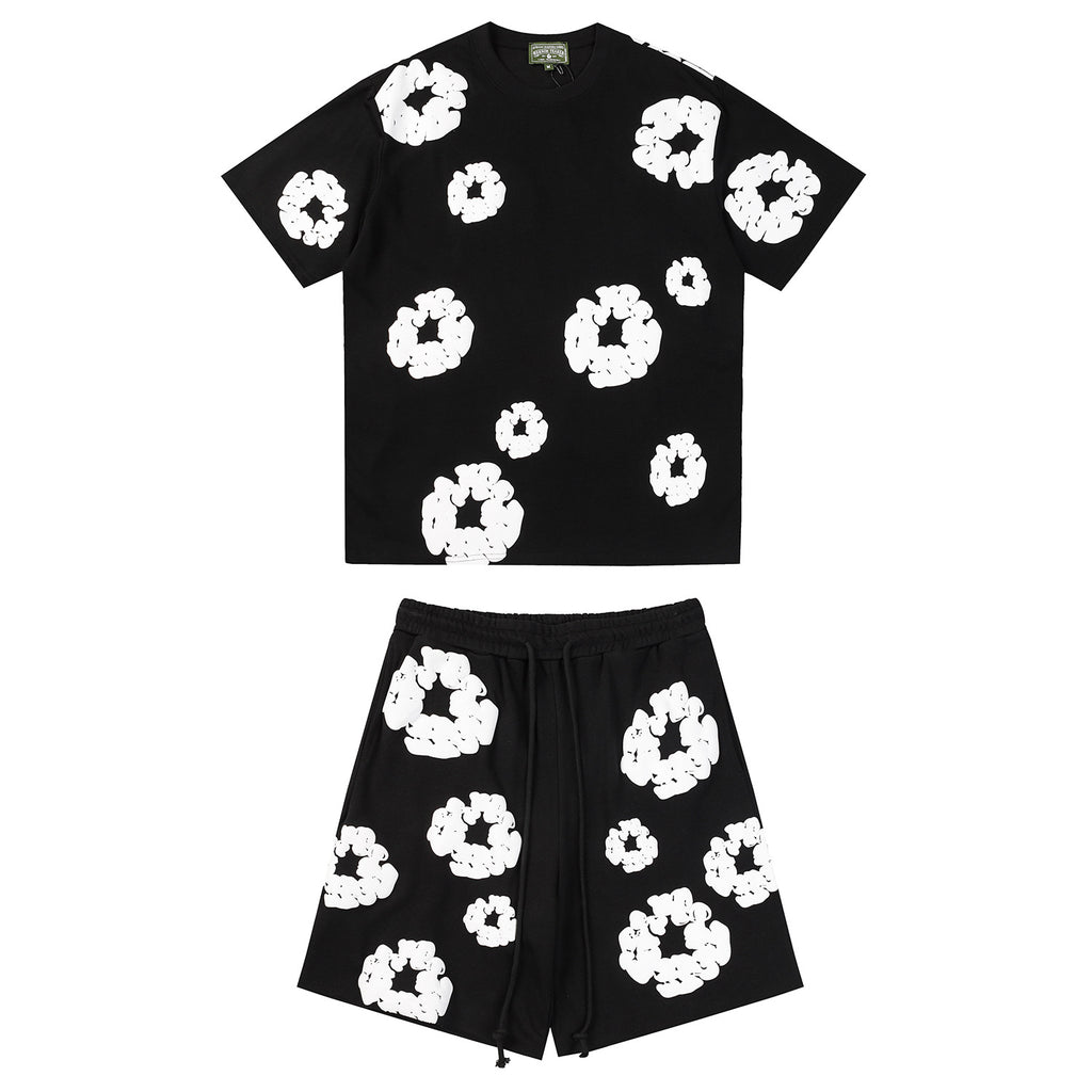 Cotton Print Short Sleeve Shorts Set