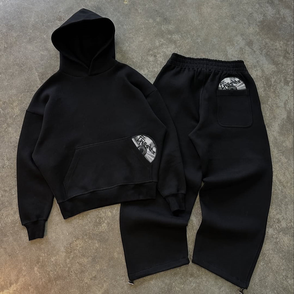 CD Print Hooded Sweatshirt and Sweatpants Set