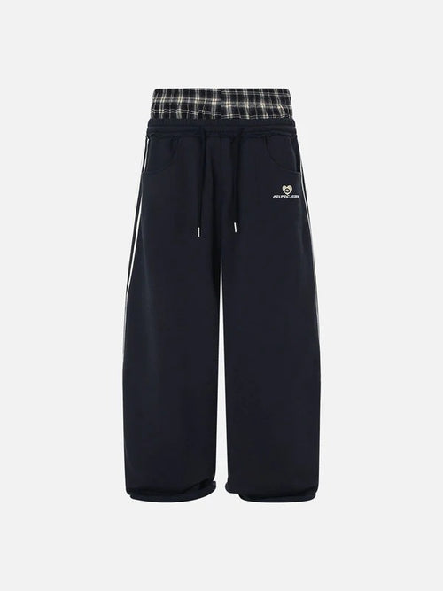 Retro Plaid Embroidered Casual Pants