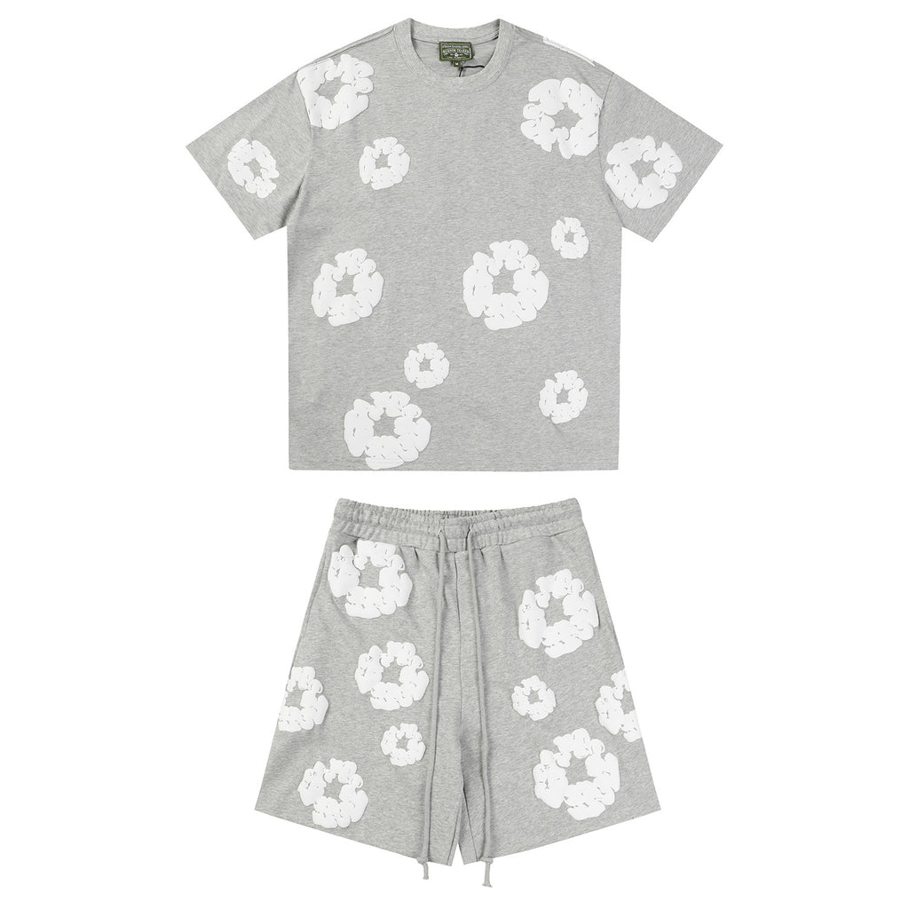 Cotton Print Short Sleeve Shorts Set