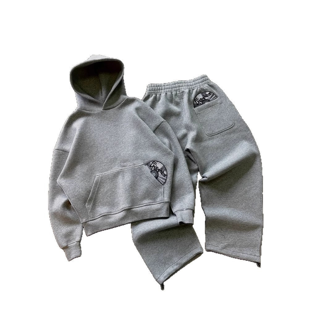 CD Print Hooded Sweatshirt and Sweatpants Set