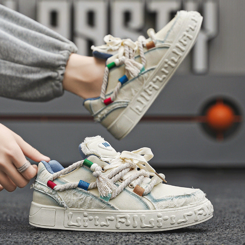 VybeX™ Mens Plaid Bread Design Sneakers