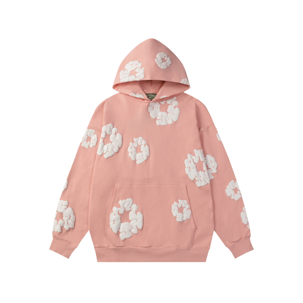 Floral Foam Print Hooded Sweatshirt and Pants Set