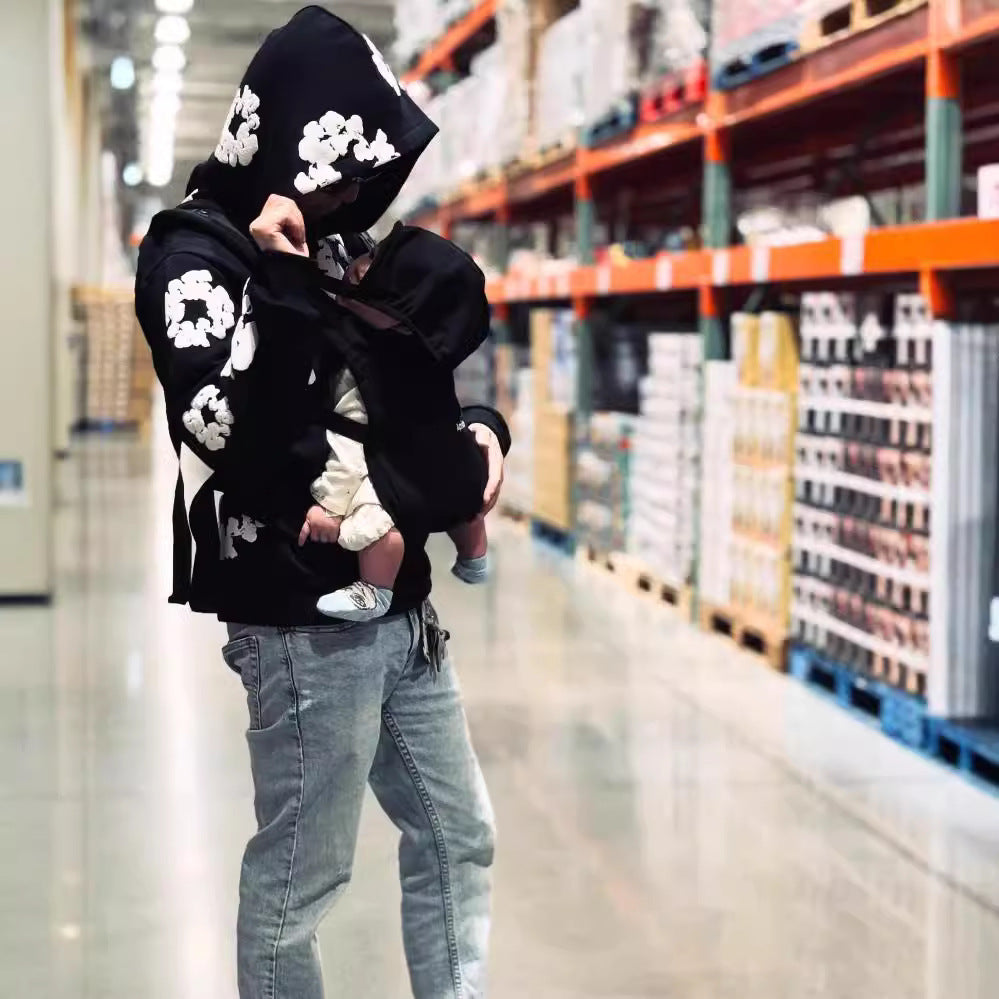 Floral Foam Print Hooded Sweatshirt and Pants Set