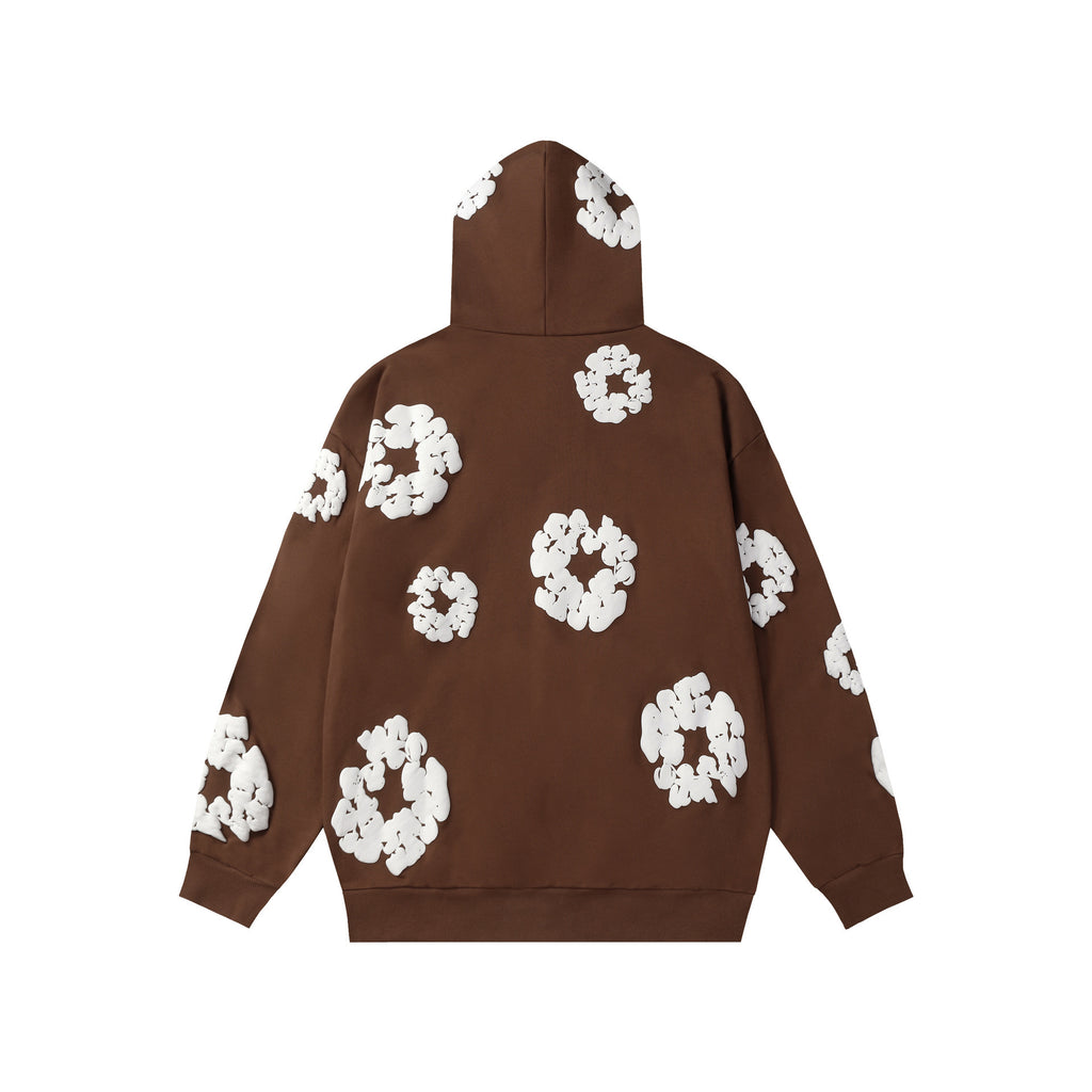 Floral Foam Print Hooded Sweatshirt and Pants Set