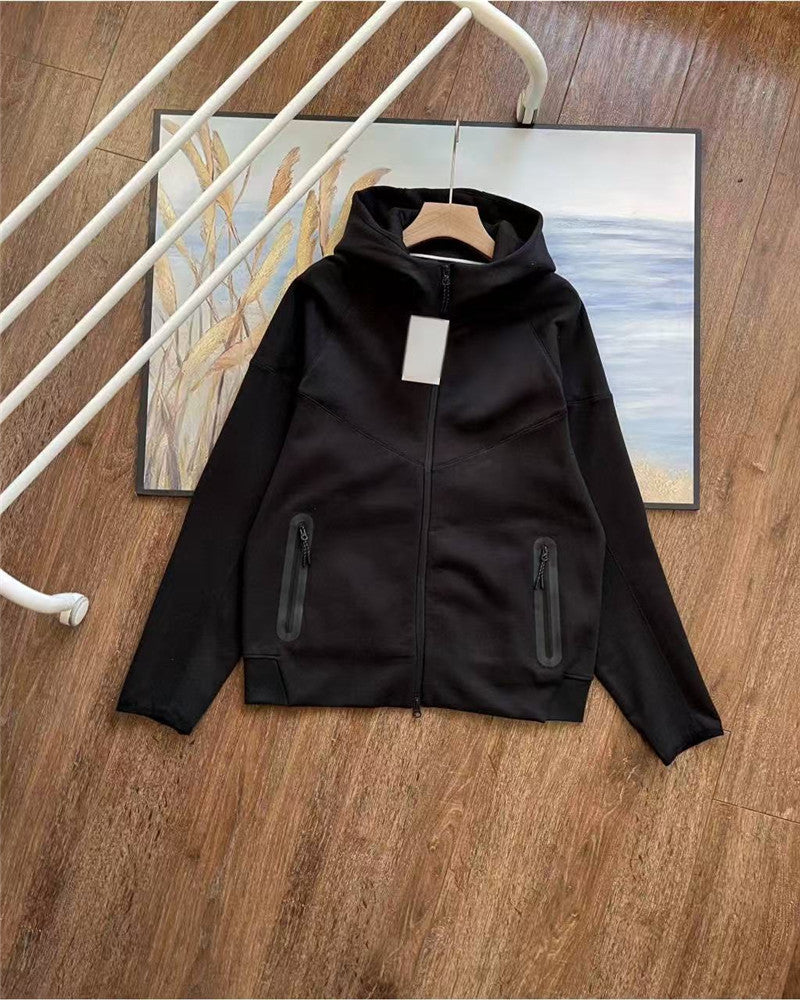 Men's Spliced Hooded Jacket and Sweatpants