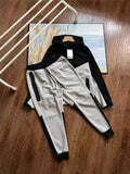 Men's Spliced Hooded Jacket and Sweatpants